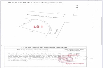 Chính chủ Chào bán lô Góc Kiệt biển OTO 6m sau lưng căn mặt tiền biển Nguyễn Tất Thành,T.Khê Đà Nẵng