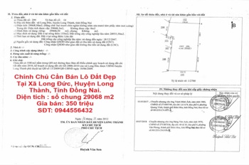 Chính Chủ Cần Bán Lô Đất Đẹp Tại Xã Long Đức, Huyện Long Thành, Tỉnh Đồng Nai