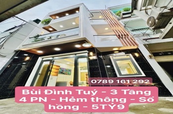 BÙI ĐÌNH TUÝ - P12 - BÌNH THẠNH - 3 TẦNG - 4PN - BAN CÔNG THOÁNG - 5TỶ9