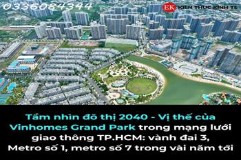 Bán gấp căn hộ Vinhomes Grand Park, Q.9, 63m2, SHR, giá 32.5 tỷ, LH: 0336084344
