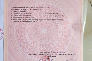 1.2 tỷ 67.9m2 Lão Phong Kiến Thụy Zalo 0567222555