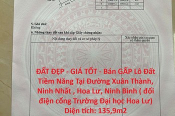 ĐẤT ĐẸP - GIÁ TỐT - Bán GẤP Lô Đất Tiềm Năng Tại Ninh Nhất, Ninh Bình ( đối điện cổng Trường Đại