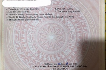 2.5 tỷ - 73.6m2 Nam Đồ Sơn, Hải Phòng Zalo 0567222555