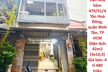 GIÁ TỐT - CẦN BÁN NHANH Căn Nhà hẻm 479/51/4 Tân Hoà Đông, quận Bình Tân, TP HCM