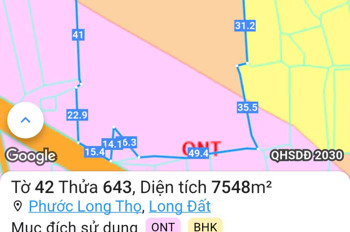 Bán giúp lô đất 8.900m2 vị trí cực đẹp tại xã Đất Đỏ, Tphcm