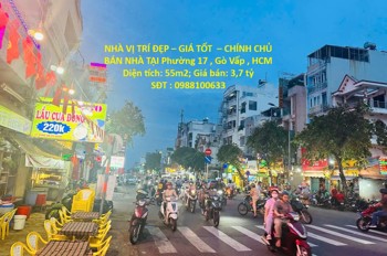 NHÀ VỊ TRÍ ĐẸP – GIÁ TỐT  – CHÍNH CHỦ BÁN NHÀ TẠI Phường 17 , Gò Vấp , HCM