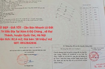 ĐẤT ĐẸP - GIÁ TỐT - Cần Bán Nhanh Lô Đất Vị Trí Đắc Địa Tại xã Đại Thành, huyện Quốc Oai, Hà Nội