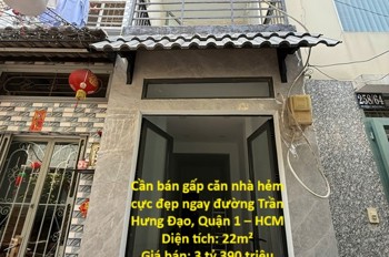 BÁN NHÀ HẺM ĐẸP TRUNG TÂM QUẬN 1, PHƯỜNG NGUYỄN THÁI  BÌNH – GIÁ Chỉ 3 TỶ 390 TRIỆU – VỊ TRÍ CỰC