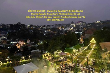 ĐẦU TƯ SINH LỜI - Chính Chủ Bán Đất Vị Trí Đắc Địa Tại Đường Nguyễn Trung Trực, Phường 3(cũ), Đà Lạt