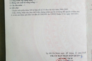 BÁN LÔ ĐẤT ĐẸP (4X14) HẺM NGẮN HUỲNH THỊ HAI, P.TÂN CHÁNH HIỆP, Q12