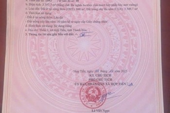 ĐẤT VƯỜN CHÍNH CHỦ - LÔ GÓC 2 MẶT TIỀN Tại Thôn 3, Xã Hợp Tiến ( Huyện Triệu Sơn Cũ ), Thanh Hóa