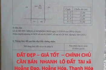 ĐẤT ĐẸP – GIÁ TỐT  – CHÍNH CHỦ  CẦN BÁN  NHANH  LÔ ĐẤT  TẠI xã Hoằng Đạo, Hoằng Hóa, Thanh Hóa