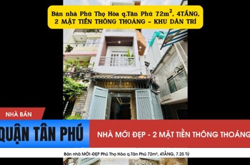 Bán nhà MỚI-ĐẸP Phú Thọ Hòa q.Tân Phú 72m², 4TẦNG, 7.25 Tỷ