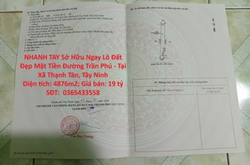 NHANH TAY Sở Hữu Ngay Lô Đất Đẹp Mặt Tiền Đường Trần Phú - Tại Xã Thạnh Tân, Tây Ninh