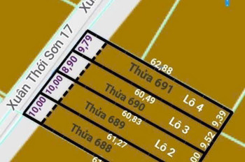 CCG BÁN 4 LÔ ĐẤT LÚA MẶT TIỀN NHỰA – ĐƯỜNG XUÂN THỚI SƠN 17, HÓC MÔN