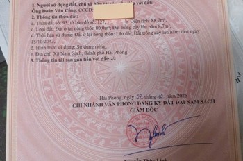 Chính Chủ Bán Gấp Lô Đất Đẹp Vị Trí Đắc Địa Tại Thôn Trâm Kiều,  Nam Sách, Tp Hải Phòng