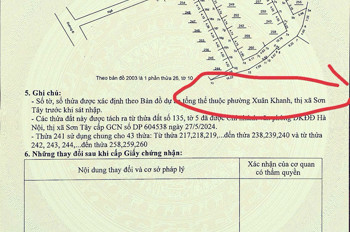 CẦN BÁN ĐẤT CHÍNH CHỦ TẠI PHƯỜNG XUÂN KHÁNH, THỊ XÃ SƠN TÂY, HÀ NỘI
