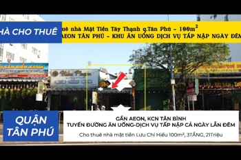 Cho thuê nhà Mặt Tiền Tây Thạnh 108m² - CẠNH AEON - KHU ĂN UỐNG-DỊCH VỤ SẦM UẤT