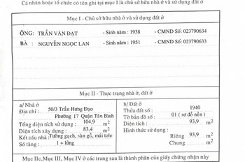 Mặt Tiền Trần Hưng Đạo 4,5x21 5 tầng SH Hoàn Công giá rẻ