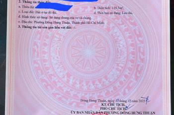 BÁN LÔ ĐẤT (6.8X19) GÓC 2 MẶT TIỀN DUƠNG THỊ GIANG, TÂN THỚI NHẤT, Q12