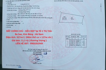 ĐẤT CHÍNH CHỦ - SIÊU ĐẸP Tại Tổ 1 Thị Trấn Ba Sao, Kim Bảng - Hà Nam