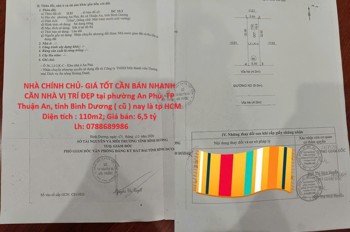 Nhà Chính Chủ- Giá Tốt Cần Bán Nhanh Căn Nhà Vị Trí Đẹp Tại Tp Thuận An, Tỉnh Bình Dương