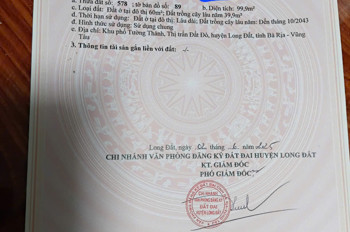 Chủ bán 100mv đường bê tông ô tô xã đất đỏ hcm 5x20 60 tc giá chỉ 900tr