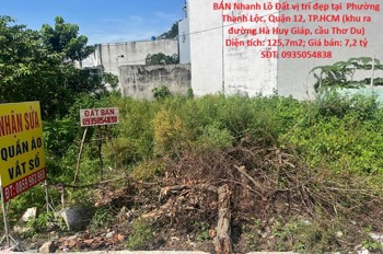 ĐẤT ĐẸP – GIÁ TỐT  – CHÍNH CHỦ CẦN BÁN Nhanh Lô Đất vị trí đẹp tại quận 12, TPHCM