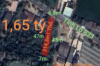 Bán Lô Đất Thổ Hai Mặt Tiền Tỉnh Lộ 833 Giá 1,65 Tỷ
