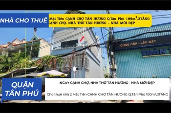 Cho Thuê Nhà 2 Mặt Tiền Cạnh Chợ Tân Hương Q.tân Phú 100M²,3Tầng, 20Triệu
