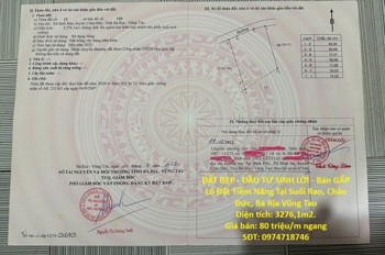 Đất Đẹp - Đầu Tư Sinh Lời - Bán Gấp Lô Đất Tiềm Năng Tại Suối Rao, Châu Đức, Bà Rịa Vũng Tàu