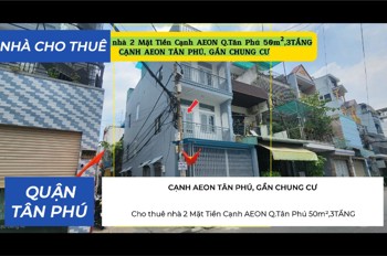 Cho Thuê Nhà 2 Mặt Tiền Cạnh Aeon Q.tân Phú 50M²,3Tầng, 14Triệu