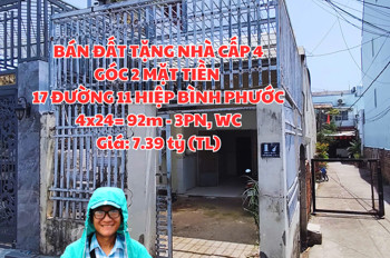 Bán Nhà Góc 2 Mặt Tiền Đường Số 11 – Hiệp Bình Phước – Tp Thủ Đức