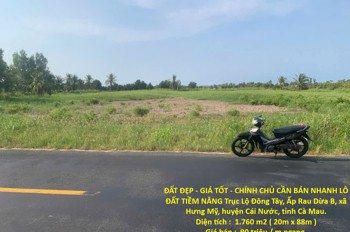 Đất Đẹp - Giá Tốt - Chính Chủ Cần Bán Nhanh Lô Đất Tiềm Năng Trục Lộ Đông Tây, Xã Hưng Mỹ, Cà Mau
