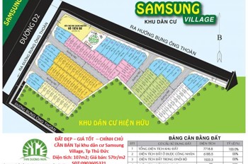 Đất Đẹp – Giá Tốt – Chính Chủ Cần Bán Tại Khu Dân Cư Samsung Village, Tp Thủ Đức