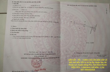 Gấp Gấp - Tôi - Chính Chủ Cần Bán Gấp Lô Đất Giá Siêu Tốt Vị Trí Tại Huyện Đồng Phú, Tỉnh Bình