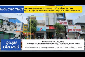 Cho Thuê Nhà Mặt Tiền Nguyễn Sơn Q.tân Phú 72M², 2 Tầng, 22Triệu - Cạnh Ngã Tư