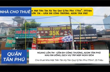 Cho Thuê Nhà Mặt Tiền Tân Kỳ Tân Quý Q.tân Phú 175M²,Ngang 7M, 25Triệu