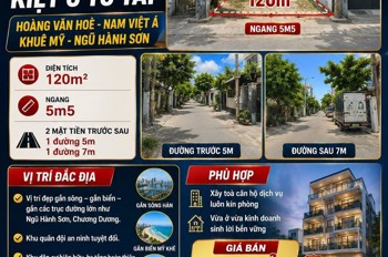 Chính Chủ Cần Bán Lô Đất Hoàng Văn Hoè - 2 Mặt Tiền Trước Sau - 120 M2 - Giá Chỉ 6 Tỷ - Liên Hệ