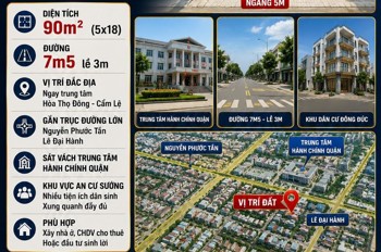 Bán Đất Hồ Sỹ Dương - Hoà Thọ Đông - Cẩm Lệ - Đường 7M5 - Giá Chỉ 5 Tỷ Xxx Lh 0932514255