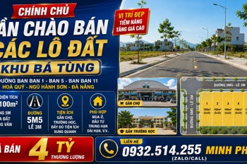 Bán Đất Tđc Bá Tùng Đường Ban Ban 1, Hòa Quý, Ngũ Hành Sơn, Chỉ 4 Tỷ Tl