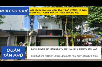 Cho Thuê Nhà Mặt Tiền Lê Cao Lãng Q.tân Phú, 70M², 2Tầng, 15Triệu