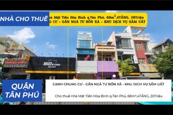 Cho Thuê Nhà Mặt Tiền Hòa Bình Q.tân Phú, 68M²,4Tầng, 20Triệu