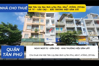 Cho Thuê Nhà Mặt Tiền Lũy Bán Bích Q.tân Phú, 48M², 4Tầng, 25Triệu