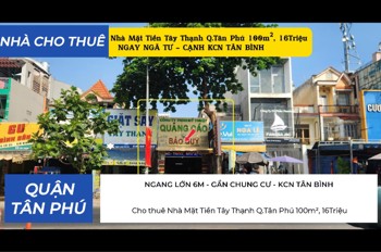 Cho Thuê Nhà Mặt Tiền Tây Thạnh Q.tân Phú 100M², 16Triệu - Ngay Ngã Tư