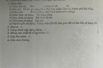 Chính Chủ Cần Bán Lô Đất Mặt Tiền Gần Cầu Vượt Hòa Cầm, Cẩm Lệ, Tp. Đà Nẵng