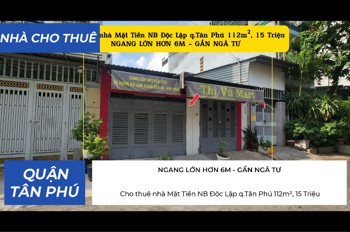 Cho Thuê Nhà Mặt Tiền Nb Độc Lập Q.tân Phú, 112M², 15Triệu - Ngang 6.2M