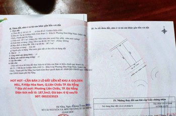 Hot Hot –Cần Bán 2 Lô Đất Liền Kề Khu A Golden Hill, P.hòa Hiệp Nam, Q.liên Chiểu Tp. Đà Nẵng