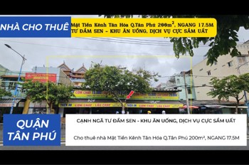 Cho Thuê Nhà Mặt Tiền Kênh Tân Hóa Q.tân Phú 200M², Ngang 17.5M - Cạnh Ngã Tư Đầm Sen