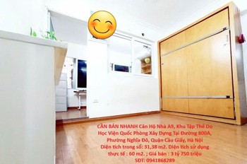 Cần Bán Nhanh Căn Hộ Nhà A9, Khu Tập Thể Do Học Viện Quốc Phòng Xây Dựng Tại Q. Cầu Giấy, Hn